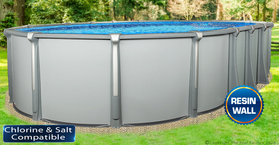 15'x26'x54" Saltwater Aurora Oval Pool with Resin Wall