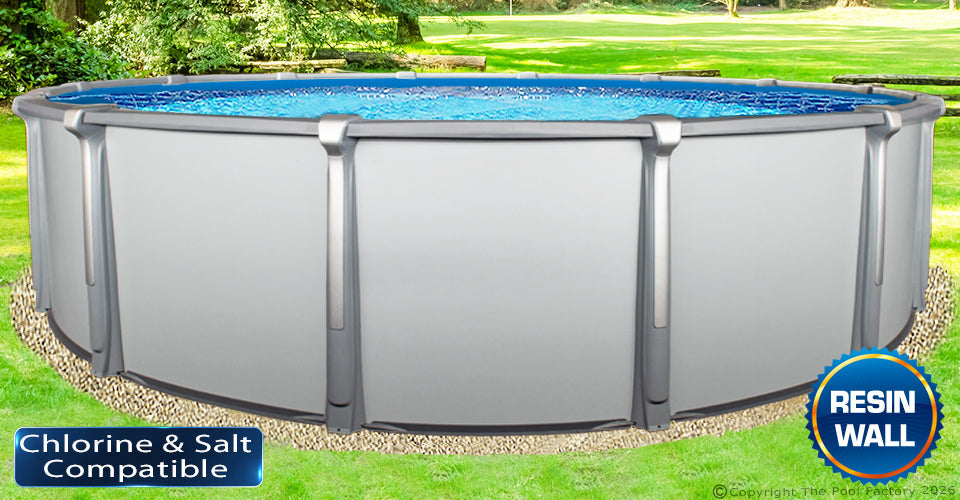 21'x54" Saltwater Aurora Round Pool with Resin Wall